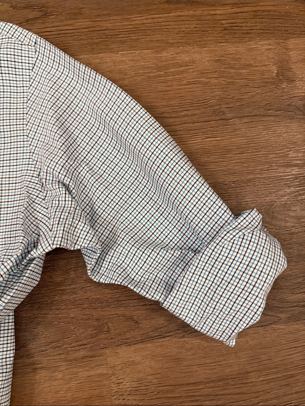 Upcycled Ralph Lauren Navy, Lt Blue & White plaid shirt Size XL - Picture 4 of 10